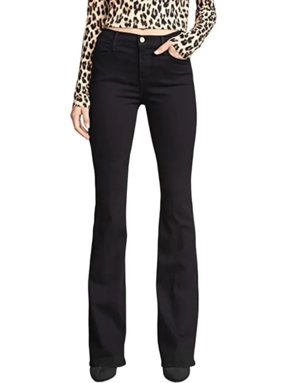 FRAME Black Le One High-Rise Flare Jeans Size 1